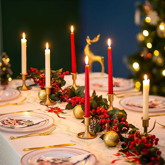 Sziqiqi 6pcs Gold Candlestick Holder for Wedding Centerpiece Small - Candle Holders for Taper Candles Table Centerpieces Alloy Candle Stick Holders for Fireplace Mantle