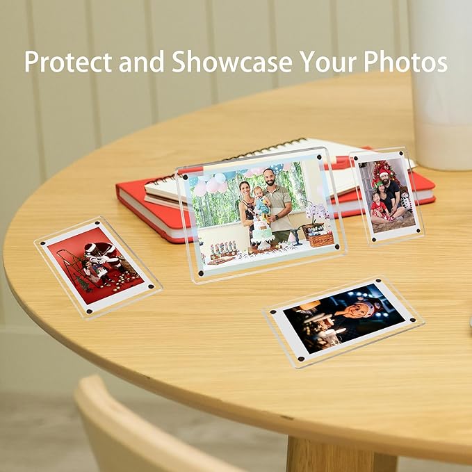 5 Pack-Polaroid Magnets for Refrigerator Acrylic Fridge Magnetic Frame 2.36 x 3.54 Inch Clear Picture Frames for-Polaroids-Fujifilm-instax Mini Film(5pcs Clear, 2.36x3.54 inch)