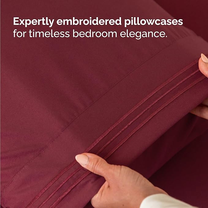 Twin Size 3 Piece Sheet Set - Comfy Breathable & Cooling Bed Sheets Set - Hotel Luxury Bedding for Women, Men, Kids, Teens, Boys & Girls - Deep Pockets, Ultra-Soft, Wrinkle Free - Oeko-Tex - Burgundy