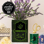 Steel Mill & Co Original Large Book-Shaped Decorative Vase, Ceramic Vases for Halloween Home Decor, Gothic Bookshelf Decor, Unique Vase for Book Lovers (Frankenstein)