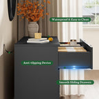 Fluted Dresser with 6 Drawers, 54" Wide Modern Chest of Drawers with Metal Handle, Wooden Dresser TV Stand, Wood Closet Clothes Storage Organizer for Bedroom, Living Room, Hallway, Solid Black