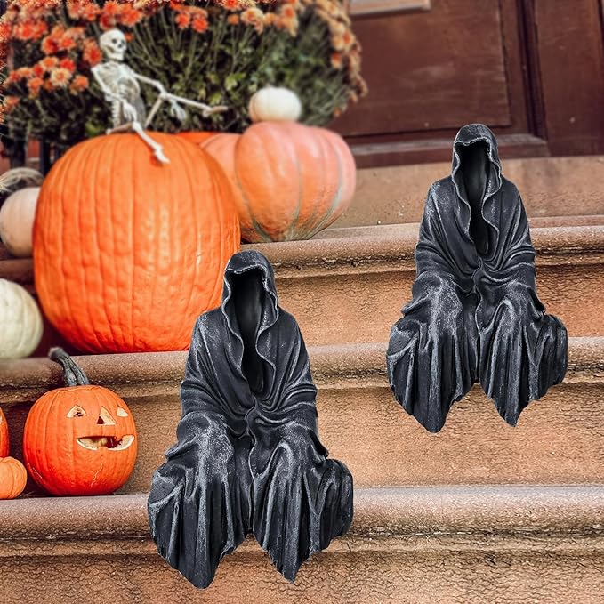 5.1 Inch Resin Tabletop Gothic Decor Sitting Statue, Resin Statue Gothic Decor, Fits On Sturdy Shelf and Has A Cool Mystic Look(2PCS)