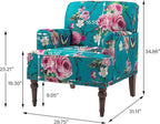 UIXE Floral Accent Chairs Set of 2, Living Room Arm Chair Modern Nailhead Trim Club Armchair, Comfy Upholstered Sofa Lounge Seat Reading Seat Bedroom Side Seating for Home Office