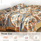 Boho Throw Blanket for Bed - 100% Pure Cotton Ultra Soft Rustic Quilt - Farmhouse Decor Bed Blankets, All Season Rustic Throw for Sofa Couch Chair(91''x 98'', Floral)