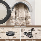 AMOAMI-Vintage Area Rug 3x5 Brown Rugs for Living Room-Soft Washable Rug Non Slip Entryway Rug Indoor Vintage Throw Accent for Bedroom Laundry Room Dining Bathroom Bedside