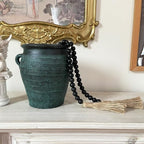 OMISHE 59in Wood Bead Garland with Tassels, Decorative Beads, Farmhouse Wooden Beads Garland for Wall Hanging Home Festival Decor, Black