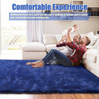 Shag Area Rug for Bedroom 4x6,Blue Fluffy Area Rugs for Living Room,Soft Fuzzy Rug Non-Shedding Indoor Plush Carpet for Kids Bedroom Nursery Dorm Home Decor
