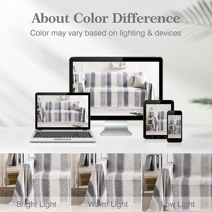 Couch Cover Boho for Dogs Washable Gery Couch Covers for 2 Cushion Couch, Chenille Sectional Couch Covers L Shape Sofa Cover, Furniture Protector for Kids, Pets, Grey 71"x118"