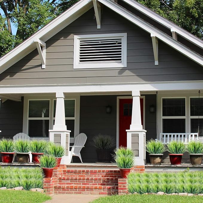 30 Bundles Artificial Grasses Outdoor UV Resistant Fake Grasses No Fade Faux Plastic Plants Garden Porch Window Box Decorating…