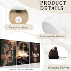 Fantasy Artists 3Pcs Jesus Wall Art, Christian Wall Decor for Biblical Room, Unframed Canvas Painting Prints, Religious Art Posters for Church Living Room Bathroom, 12" X 16"