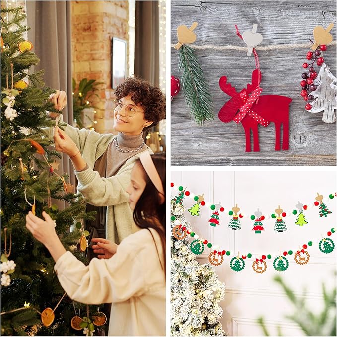 Pandahall 100Pcs Wooden Heart Clothespins Photo Clips Photo Paper Pegs Clips Gold Silver Mini Clothes Pins Holiday Card Holder Display with 10.9 Yards Jute Twine