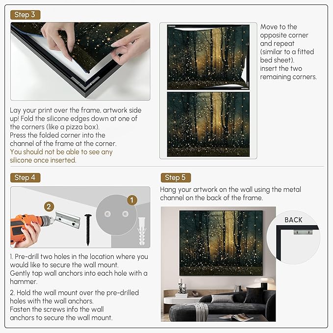 SIGNWIN 36"x46" Extra Large Framed Wall Art Magical Firefly Forest at Twilight, Enchanted Nature Scene for Home Living Room Bedroom Decor (Frame Assembly Required)