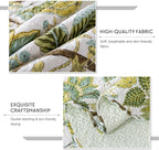 Travan 3-Piece Quilt Set Quilted Bedspread Cotton Coverlet Set Floral Oversized Quilted Bedding Set for All Season, White Vine, King Size