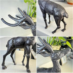 Cast Iron Deer Statue（22" Tall）, Realistic Large Antler Sculpture, Outdoor Garden Decor for Lawn Patio Yard, Indoor Home Art Figure HC5691