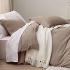 Bedsure Khaki Oversized King Duvet Cover - 3 Pieces Prewashed Cotton-Like Extra Soft Bedding Set, Includes 1 Duvet Cover 120x98 Inches with Zipper Closure & 2 Pillow Shams, Comforter Not Included