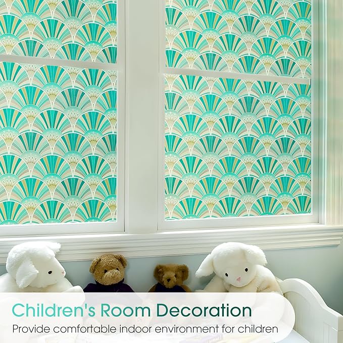 Beautyhero Window Privacy Film, Frosted Reeded Glass Cling, 3D Decorative Coverings with UV Blocking, Static Cling Tint for Bathroom Doors Cabinet