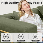 108" Oversized Convertible Sleeper Sofa Bed, Corduroy L Shape Sectional Couch, Folding Sofa Bed with Side Pocket, Modern Cloud Floor Mattress Couch, Modular Sofa for Living Room, Green