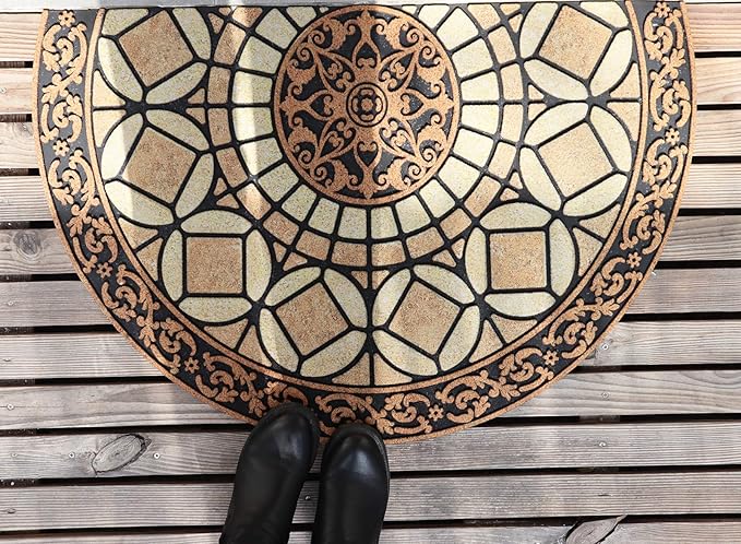 CHICHIC Entrance Door Mat Large 24 x 36 Inch Entry Way Doormat Front Door Rugs Outdoors Heavy Duty Welcome Mat Non Slip Rubber Back Low Profile for Garage, Patio, High Traffic Area, Semicircle