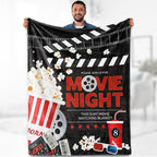 Aimego Movie Night Gifts Blanket Vintage Cinema Popcorn Movie Reel Decor Throw for Women Kids Adults Teens Soft Lightweight Fleece Cozy Fuzzy Birthday Christmas Blankets 60"x80"