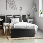 Sorbus Storage Ottoman Bench – for Living Room, Hallway, End of Bed, Bedroom Bench 43 in Large Folding Chest Seat Trunk w/Cover – Blankets, Coffee Table, Foot Rest– Tufted Velvet Linen Fabric (Black)