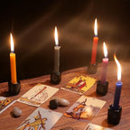 Black Spell Candle Holders 10 PCS, KSWING 1/2 Inch Diameter Ceramic Chime Ritual Candlestick Holders, Great for Casting Meditation Rituals Prayer Birthdays Altar Vigil Witchcraft Wiccan Supplies