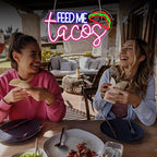 Feed Me Tacos Neon Sign Led Neon Lights Neon Signs for Wall Decor Light Up Sign for Birthday Party Club Gift