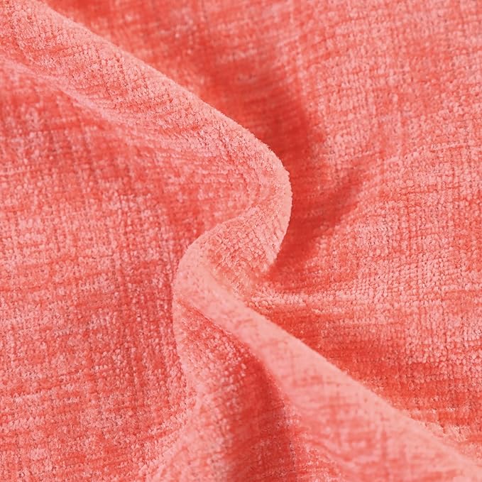 CaliTime Throw Pillow Covers Decorative 16 X 26 Inches Pack of 2 Cozy Chenille Cushion Cases for Couch Sofa Bed Living Room Home Living Coral