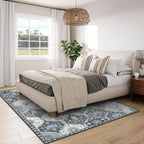 Lahome Moroccan Washable Living Room Rug, 5x8 Rugs for Bedroom Dining Room, Soft Non-Slip Non Shedding Boho Distressed Throw Carpet for Nursery Office, Blue