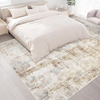 Area Rugs 8x10 Living Room: Washable Rug Modern Abstract Large Rugs Soft Non Slip Neutral Rug Stain Resistant Indoor Carpet for Bedroom Kitchen Dining Room Home Office Rugs(Blue Brown,8'x10')