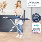 Classic 4-Leg Ironing Board with Iron Rest - Freestanding Full Size Iron Board for Clothes Pressing and Steaming with 43" x 14" Surface - Blue Arrows
