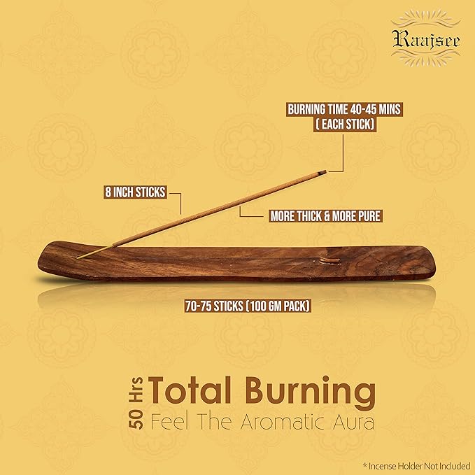 Raajsee Vnilla Incense Sticks 100 Gm Pack-100% Natural Insence Sticks -Organic Non Toxic - Charcoal Free - for Church,Aroma Therapy,Relaxation,Meditation