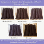 Bigacogo Chunky Knit Throw Blanket for Couch, 40x80 inches, 100% Hand Knitted with Thick Jumbo Chenille Yarn, Cozy Soft Large Rope Knot Cable Crochet Blankets for Sofa Bed Living Room, Chocolate