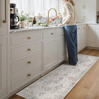 GENIMO Runner Rug 3x7, Non Slip Vintage Hallway Runner Rugs, Low Pile Lightweight Machine Washable Mat for Hallway, Entryway, Bedroom, Kitchen and Corridor, Light Taupe Brown