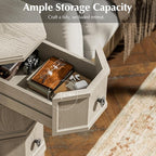 Nightstand Set of 2 with Charging Station, Vintage Wood End Table with 3 Drawer, Victoria Narrow Side Table, Slim Bedside Tables for Bedroom, Pre-Installation, Light Gray