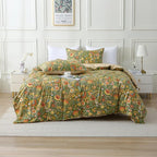 ABREEZE Paisley Bedding Sets 3Pcs Brushed Cotton Duvet Cover Set King Size Rustic Damask Green Floral Comforter Cover with Zipper Closure Boho Bedding Collections