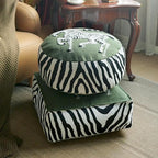 Pouf Ottoman Unstuffed Poufs Soft Touch Zebra Boho Footrest Floor Chair Storage for Living Room Bedroom Home Decor (Green, 20 x 20 x 8 Inches Square)
