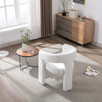 White Boucle Dining Chairs Set of 2, Modern Barrel Dining Room Chairs Upholstered Faux Fur Accent Chair with Arms and Round Back for Living Room Kitchen Armchair No Assembly Needed