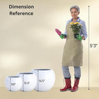 DTY Signature Mount Sherman Lightweight Durable Modern Fiberstone Sphere Planter for Indoor & Outdoor Drainage Hole & Rubber Plug Weather Resistant, 13.5" H x 17" Dia, 12" Opening - Medium, White