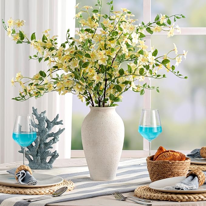 Ceramic Flower Vase Home Decor - Large Tall Farmhouse Table Vases Rustic Vintage Living Room Kitchen Bedroom Decorations for House Book Shelf Office Coffee Desk Dining Fireplace (11" Rustic)