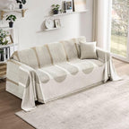 Couch Cover Boho for Dogs Washable Mocha Couch Covers for 2 Cushion Couch, Chenille Sectional Couch Covers L Shape Sofa Cover, Furniture Protector for Kids, Pets, Mocha 71" X134"