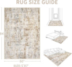 Area Rugs 5x7 Living Room: Washable Rug Modern Abstract Rugs Soft Non Slip Neutral Rug Stain Resistant Indoor Carpet for Bedroom Kitchen Dining Room Nursery Home Office Rugs(Blue Brown,5'x7')