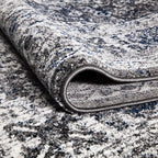 Keen Home Design Area Rugs - Non-Shedding, Thick Pile Abstract Rugs for Kitchen, Living Room, Bedroom, Dining Room, Entryway (Medallion Grey/Blue/Cream, 5'3'' x 7'7'')