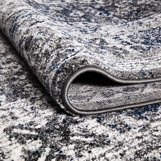 Keen Home Design Area Rugs - Non-Shedding, Thick Pile Abstract Rugs for Kitchen, Living Room, Bedroom, Dining Room, Entryway (Medallion Grey/Blue/Cream, 5'3'' x 7'7'')