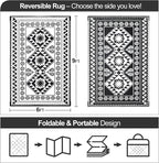 Waterproof Outdoor Rug 6x9ft, Reversible Plastic Straw Mat Rugs for Patio RV Deck Porch Backyard Balcony Camping Picnic Beach Indoor Outdoor Carpet, Black&White