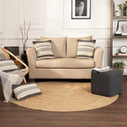 REDEARTH Cube Pouf Foot Stool Ottoman - Hand Knitted Coffee Table - Cotton Cord Boho Pouffe - Home Décor Poof - Stuffed Footrest for Living Room - Bedroom - Patio (16" x 16" x 16") - Dark Gray