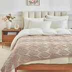 Longhui bedding Chunky Cotton Knit Throw Blanket for Couch, Sofa, Bed, or Chair, Decorative Breathable Fall Cable Knit Blanket 51 x 63 Inches, Pink Rose