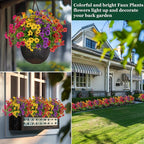 10 Bundles Artificial Faux Flowers for Outdoor,10Pcs Fake Flowers for Home Decor,Plastic Flowers Shrubs Lifelike Artificial Greenery Home Porch Stems Outside Decor(Mix)