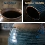 Blue Floor Vase, Ceramic Glazed Large Vase for Modern Farmhouse Home Decor, Rustic Terracotta Pottery, Vintage Clay Vase for Living Room Entryway Centerpiece