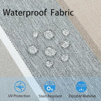 FUNHOME Inflatable Outdoor Ottoman with Air Pump,20"x9" Portable Patio Pouf,Water Resistant,Fade-Resistant,Round Blow Up Footrest Stools for Home Garden Camping Travel(Gray Stripe)