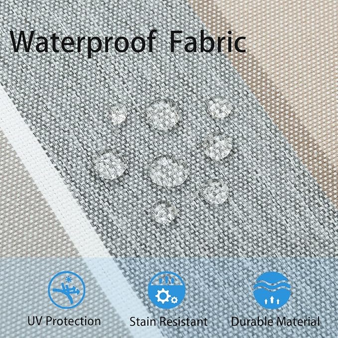 FUNHOME Inflatable Outdoor Ottoman with Air Pump,20"x9" Portable Patio Pouf,Water Resistant,Fade-Resistant,Round Blow Up Footrest Stools for Home Garden Camping Travel(Gray Stripe)